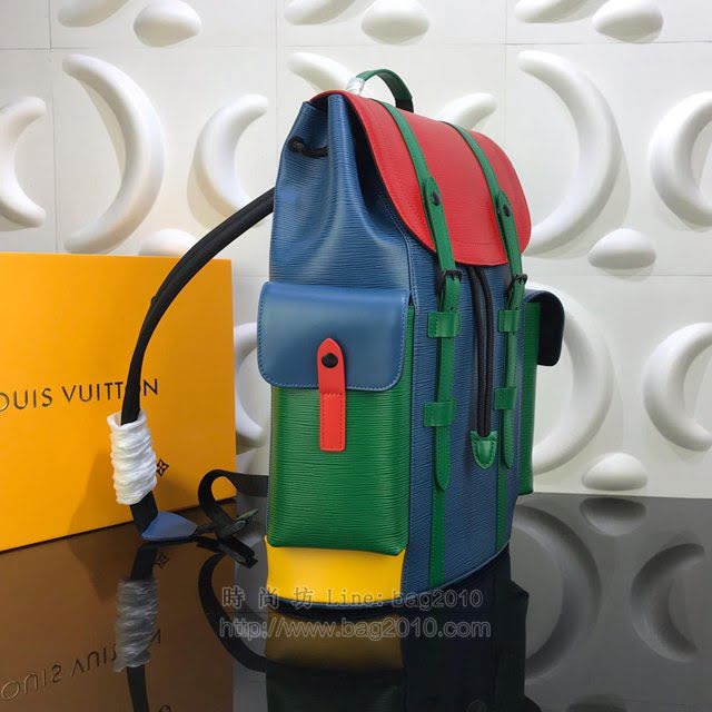 LV雙肩包 M51451 2019年秋冬新品 路易威登Christopher 小號雙肩包 彩色Epi皮革 LV後背包 LV男士背包  ydh3094
